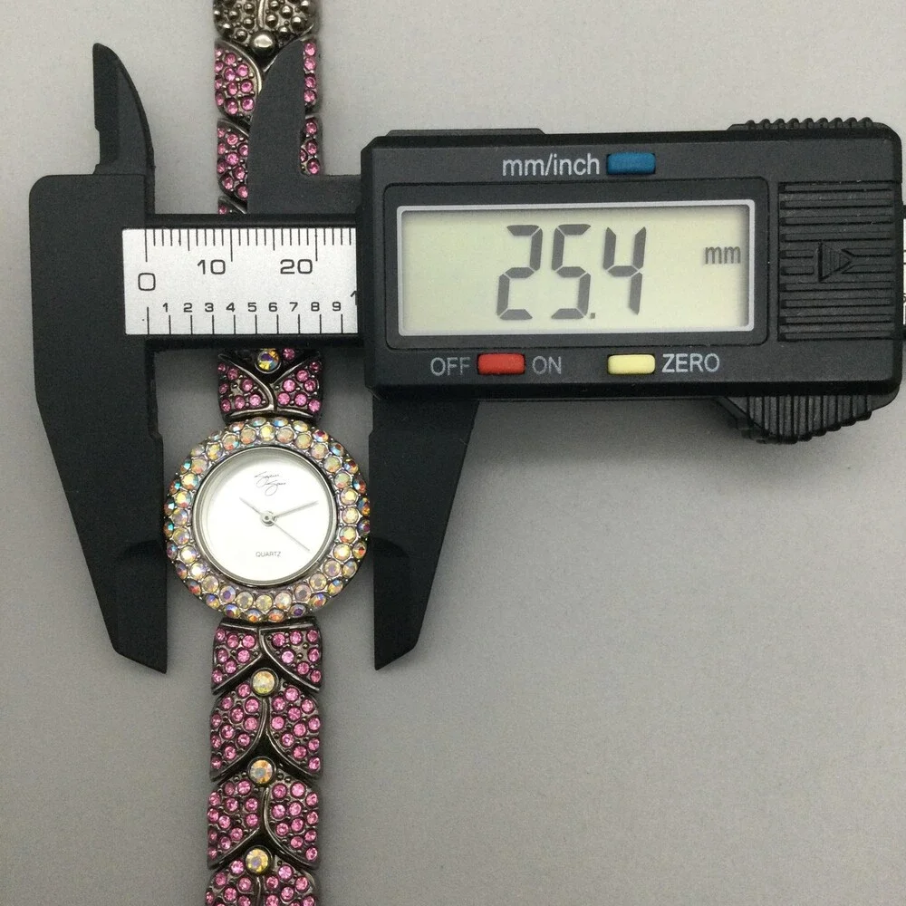 Suzanne Somers Womens Watch 25mm White Dial Pink Crystal Bracelet New Battery